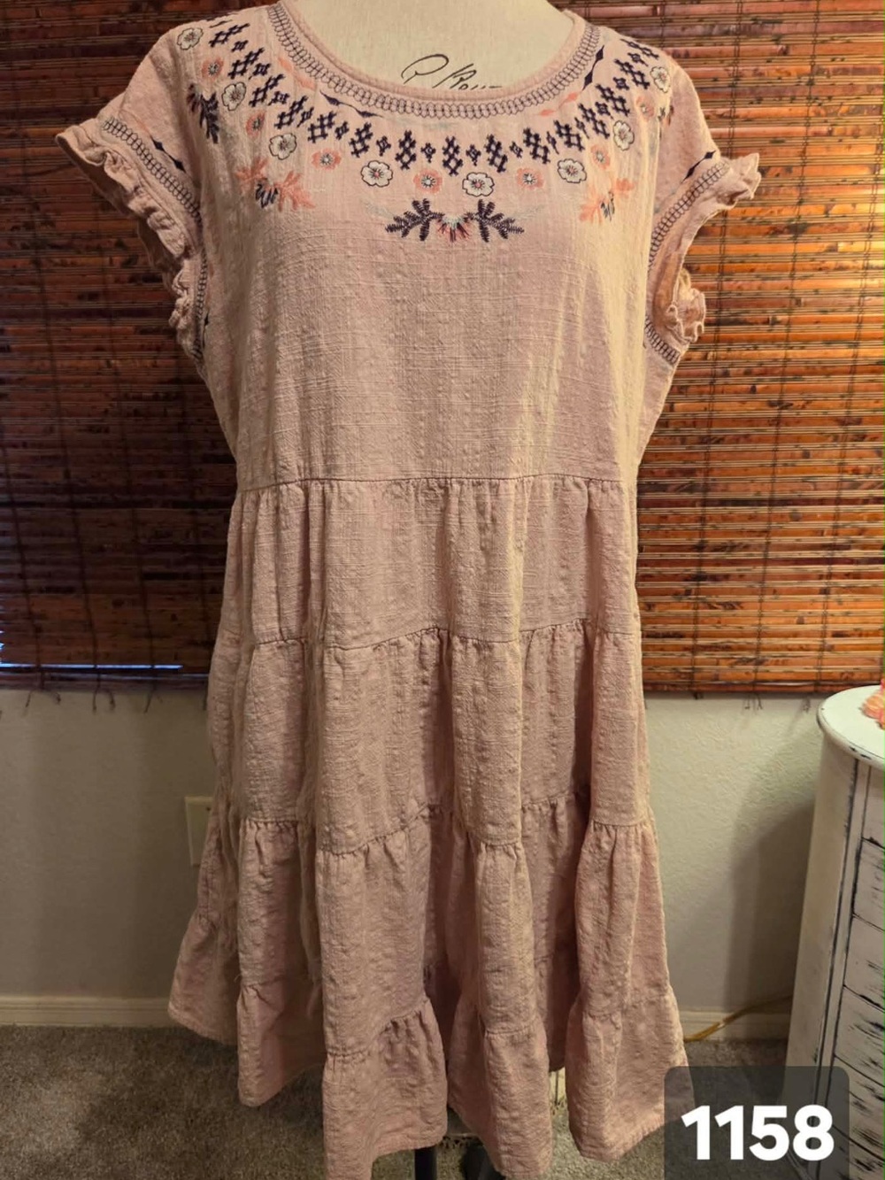 Knox Rose Light Peachy Cream Floral Embroidered Top